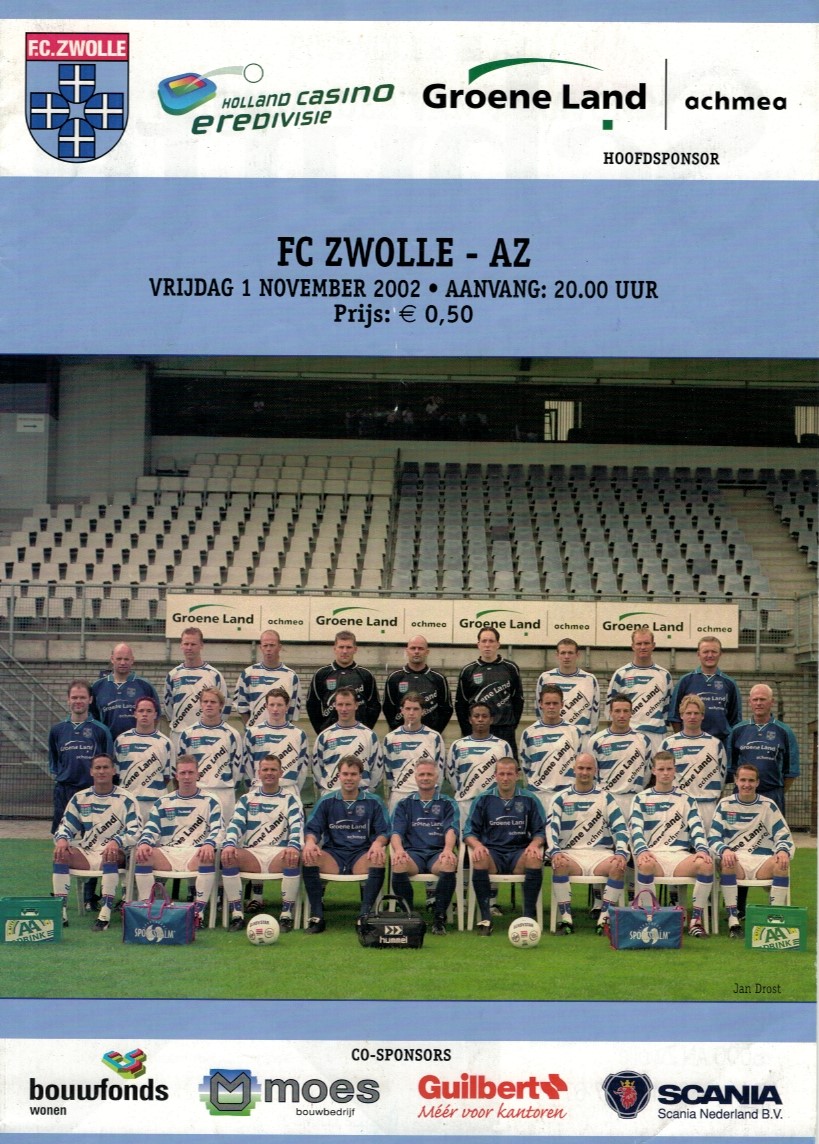AZ Programma 1-nov-2002 FC Zwolle uit